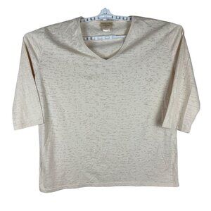 Isaac's Designs Casuals 2XL Beige Textured V-Neck 3/4 Sleeve Shirt